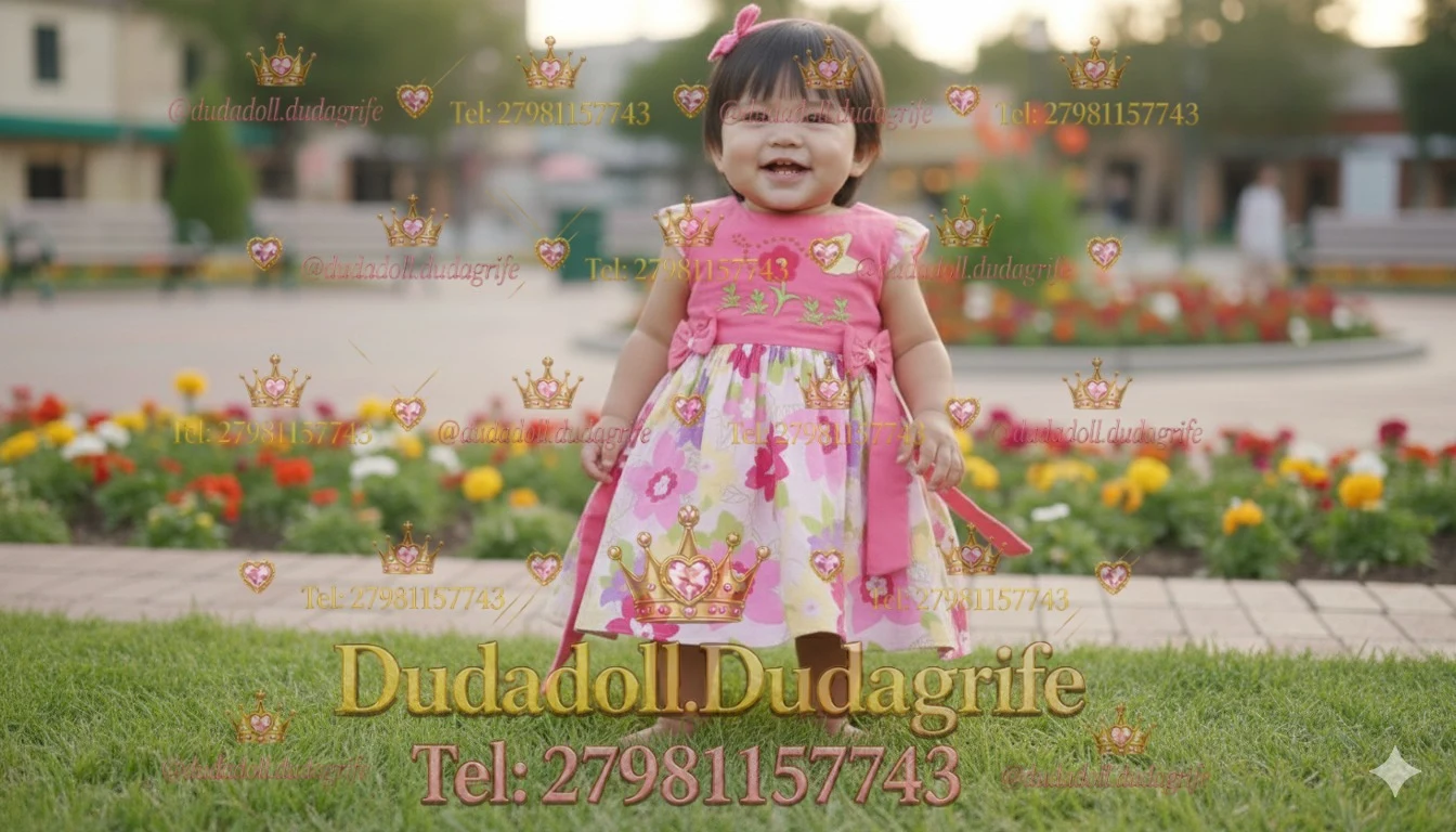 Menina com vestido rosa bordado e saia floral em jardim